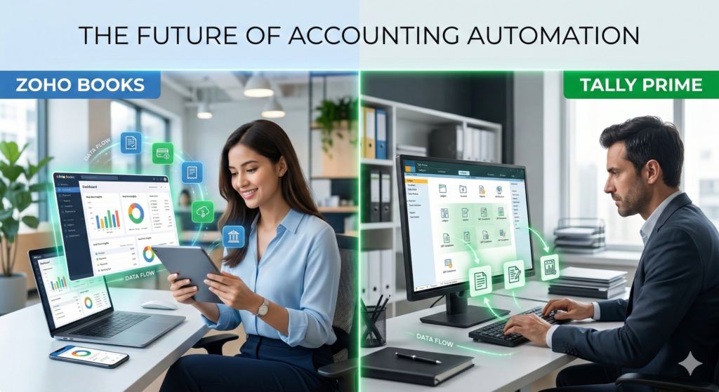 Zoho Books vs Tally Prime Automation Comparison