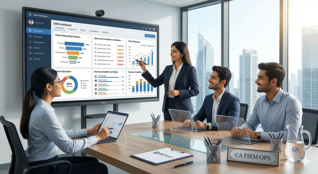 Best CRM for CA Firms interface displayed on a tablet